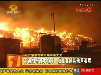 沅江9万立米芦苇堆垛失火 百名消防出动扑救