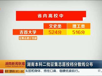 湖南本科二批征集志愿投档分数线公布