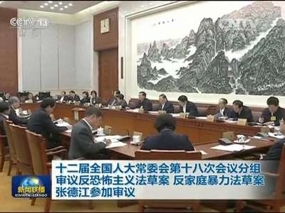 [视频]十二届全国人大常委会第十八次会议分组审议反恐怖主义法草案 反家庭暴力法草案 张德江参加审议