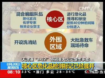 [视频]天津港“8·12”特别重大火灾爆炸事故 核心区危化品检测标记已经展开