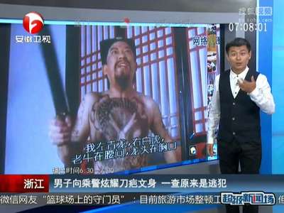 [视频]男子向乘警炫耀刀疤文身 一查原来是逃犯