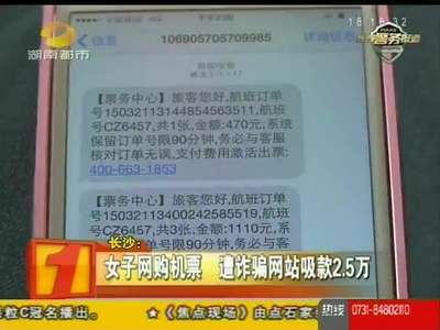 女子网购机票 遭诈骗网站吸款2.5万