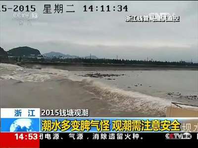 [视频]2015钱塘观潮 浙江：潮水多变脾气怪 观潮需注意安全