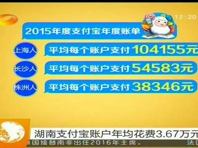 湖南支付宝账户年均花费3.67万元