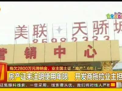 拖欠2800万元滞纳金，业主国土证“难产”6年