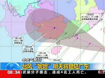 [视频]中央气象台：台风“妮妲”明天将登陆广东