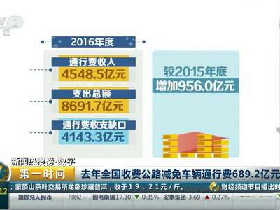 [视频]去年全国收费公路减免车辆通行费689.2亿元