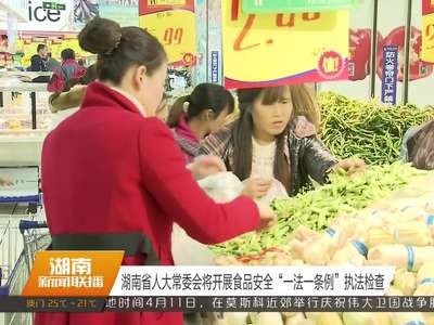 湖南省人大常委会将开展食品安全“一法一条例”执法检查
