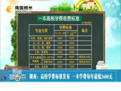 郴州：湖南高校学费标准发布 一本学费每年最低3600元