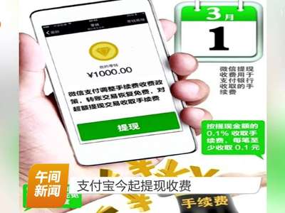 支付宝今起提现收费