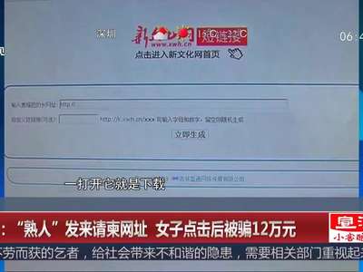 [视频]武汉：“熟人”发来请柬网址 女子点击后被骗12万元