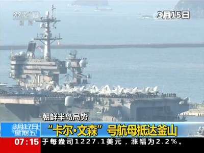[视频]朝鲜半岛局势：“卡尔·文森”号航母抵达釜山