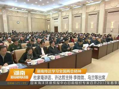 湖南传达学习全国两会精神 杜家毫讲话、许达哲主持 李微微、乌兰等出席