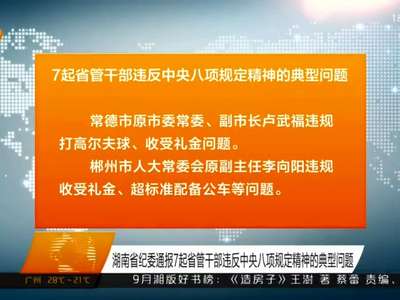 湖南省纪委通报7起省管干部违反中央八项规定精神的典型问题