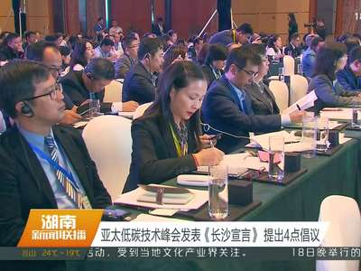 亚太低碳技术峰会发表《长沙宣言》提出4点倡议