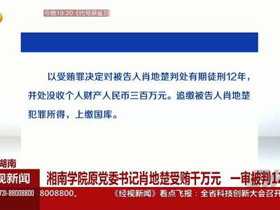 湘南学院原党委书记肖地楚受贿千万元 一审被判12年