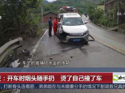 [视频]重庆：开车时烟头随手扔 烫了自己撞了车