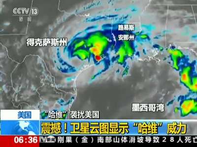 [视频]震撼！卫星云图显示“哈维”威力