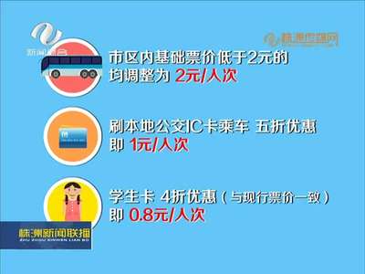 株洲：无人售票公交车票价9月起调整 基础票价2元每人次