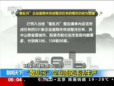 [视频]环保部强化督查：“散乱污”企业顶风违法生产
