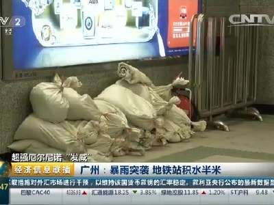[视频]广州：暴雨突袭 地铁站积水半米