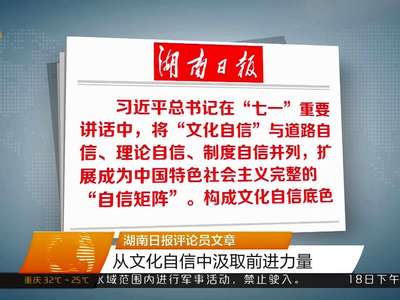湖南日报评论员文章 从文化自信中汲取前进力量