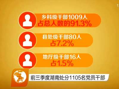 前三季度湖南处分1105名党员干部
