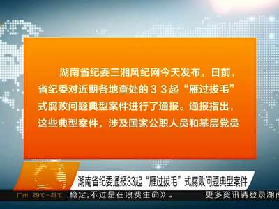 湖南省纪委通报33起“雁过拔毛”式腐败问题典型案件