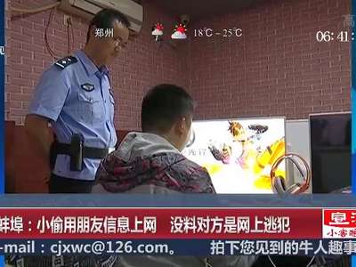 [视频]安徽蚌埠：小偷用朋友信息上网 没料对方是网上逃犯