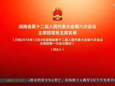 湖南省第十二届人民代表大会第六次会议主席团常委主席和副秘书长名单