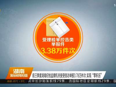 前三季度湖南纪检监察机关接受信访举报3.78万件次 实现“零积压”