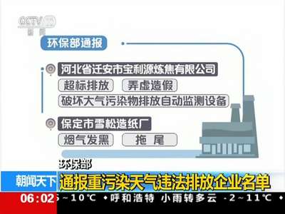 [视频]环保部：通报重污染天气违法排放企业名单