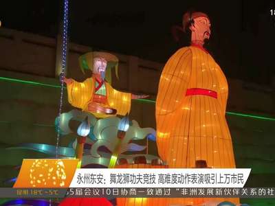 永州东安：舞龙狮功夫竞技 高难度动作表演吸引上万市民