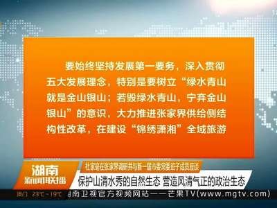 杜家毫在张家界调研并与新一届市委常委班子成员座谈 保护山清水秀的自然生态 营造风清气正的政治生态