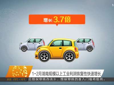 1-2月湖南规模以上工业利润恢复性快速增长