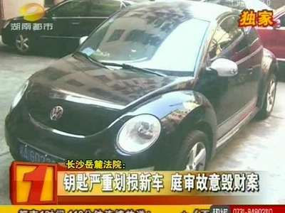 钥匙严重划损新车 庭审故意毁财案